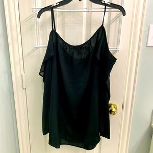 Neiman Marcus black cold shoulder top